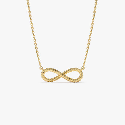 14k Solid Gold Twist Rope Infinity Pendant Necklace