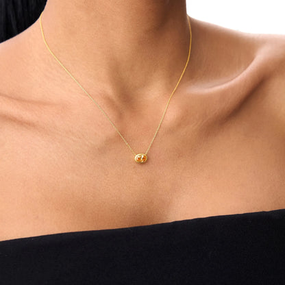 14k Solid Gold Citrine Oval Necklace 0.70 Carat Bezel Setting
