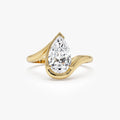 14k Gold Lab Grown Diamond Pear Cut Ring Bypass Design Novelle 1.50 Carat