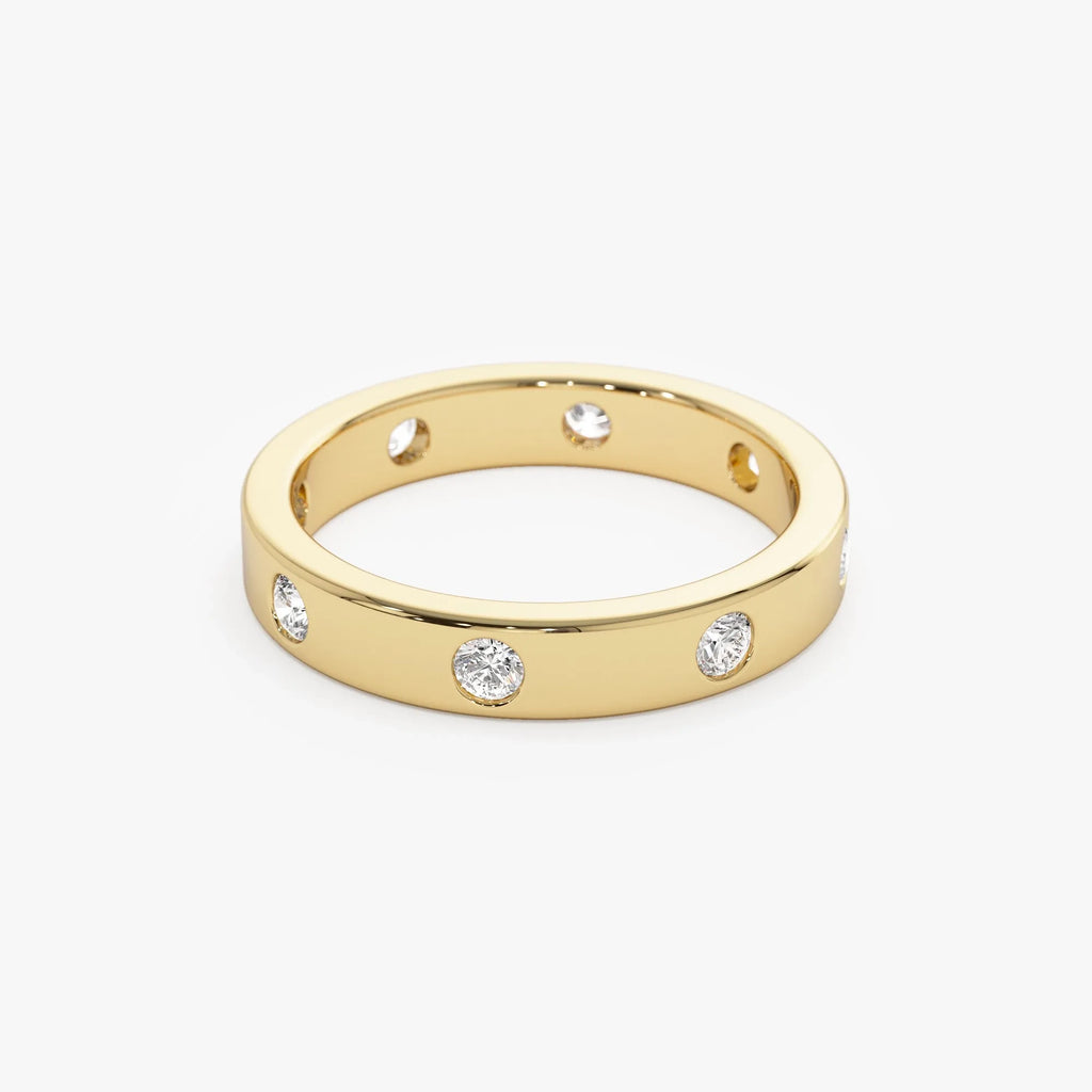 14k Solid Gold Round Diamond 0.42 ctw Full Eternity Flush Setting Band