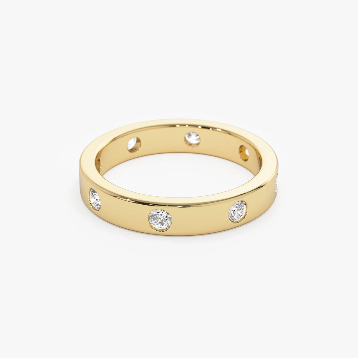 14k Solid Gold Round Diamond 0.42 ctw Full Eternity Flush Setting Band
