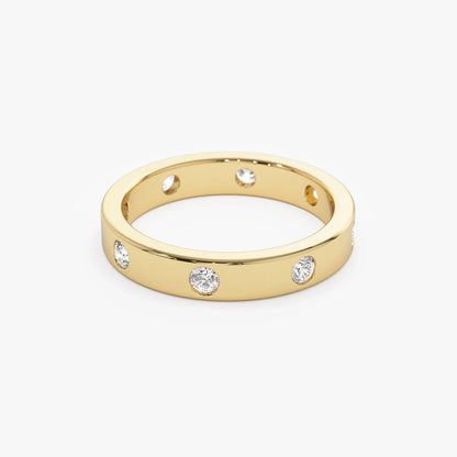 14k Solid Gold Round Diamond 0.42 ctw Full Eternity Flush Setting Band