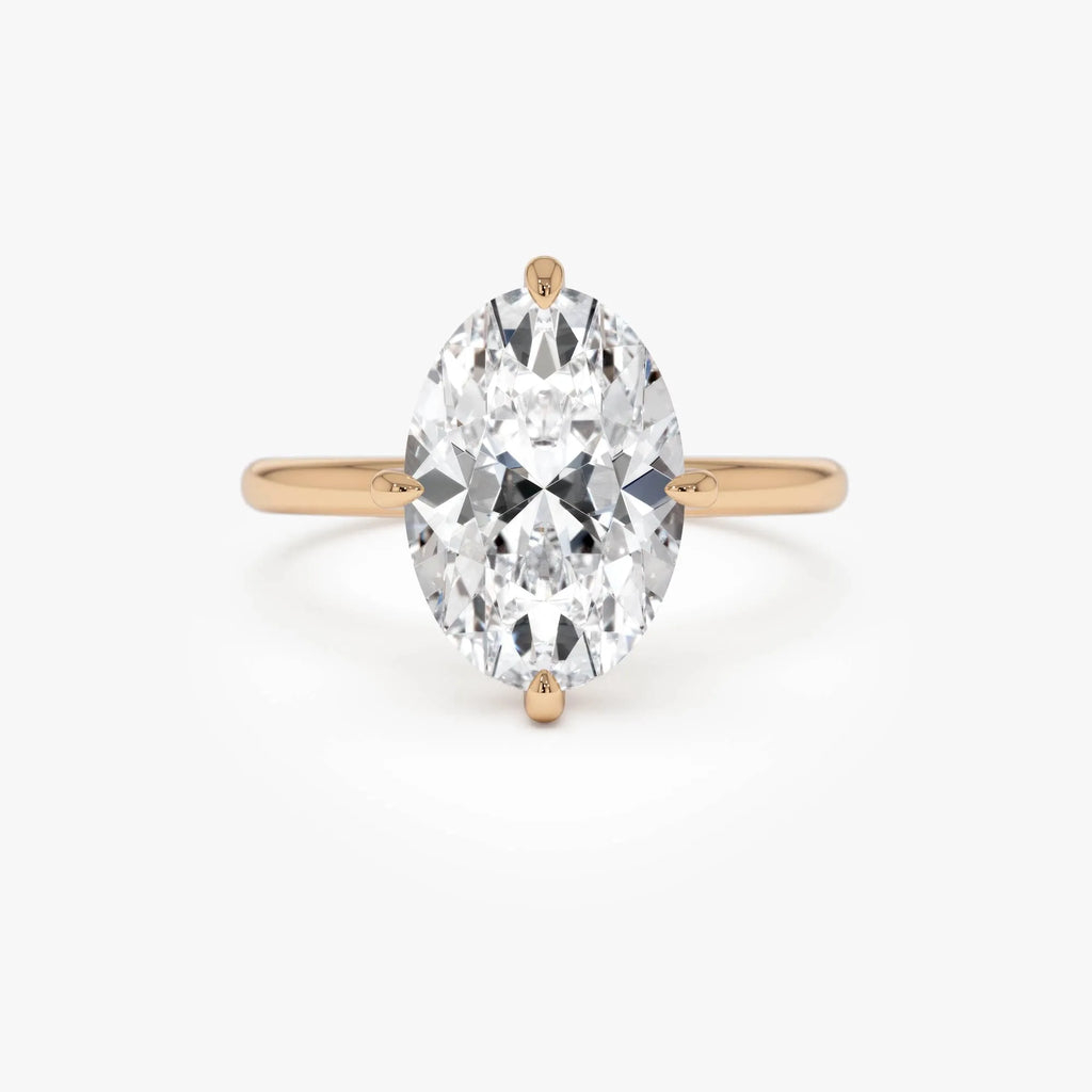 14k Gold 3.00 Carat Oval Lab Grown Diamond Engagement Ring Prong Setting