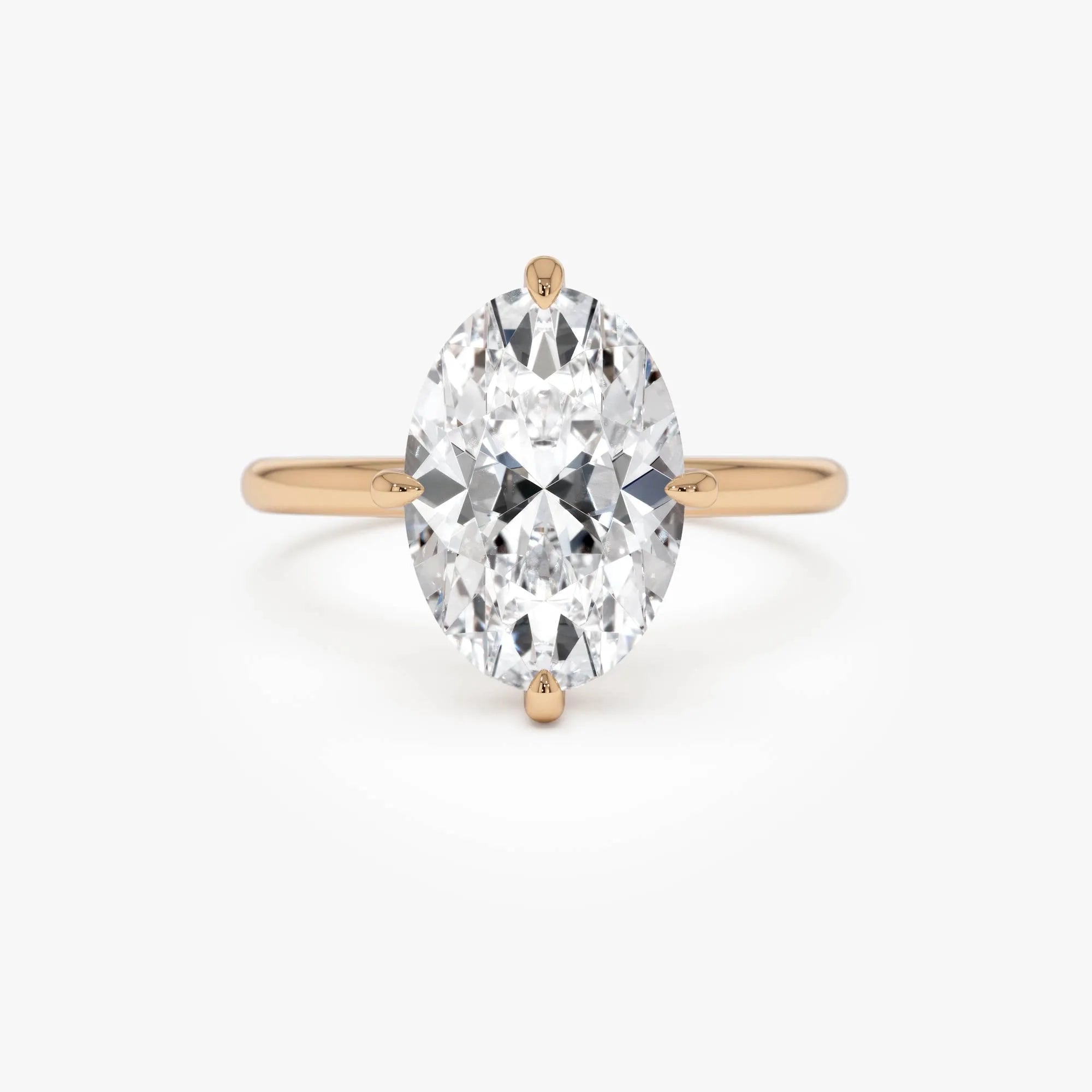 14k Gold 3.00 Carat Oval Lab Grown Diamond Engagement Ring Prong Setting