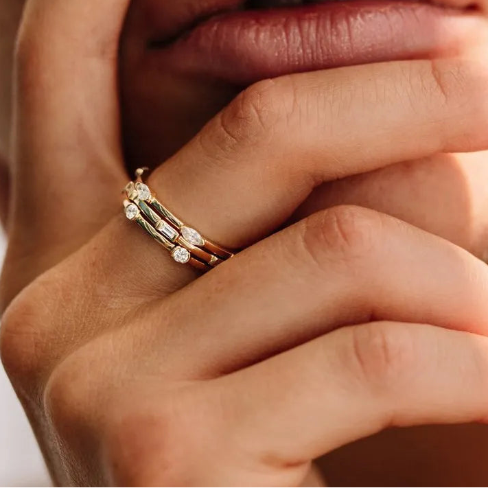 14k Gold Baguette Diamond Channel Set Stackable Eternity Ring 0.30ctw