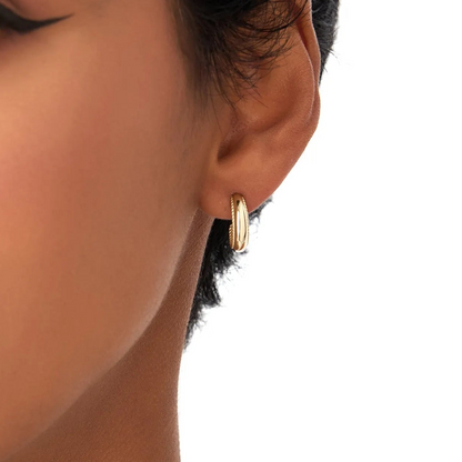 14k Gold Rope Edge Hoop Earrings 12mm 4mm Width