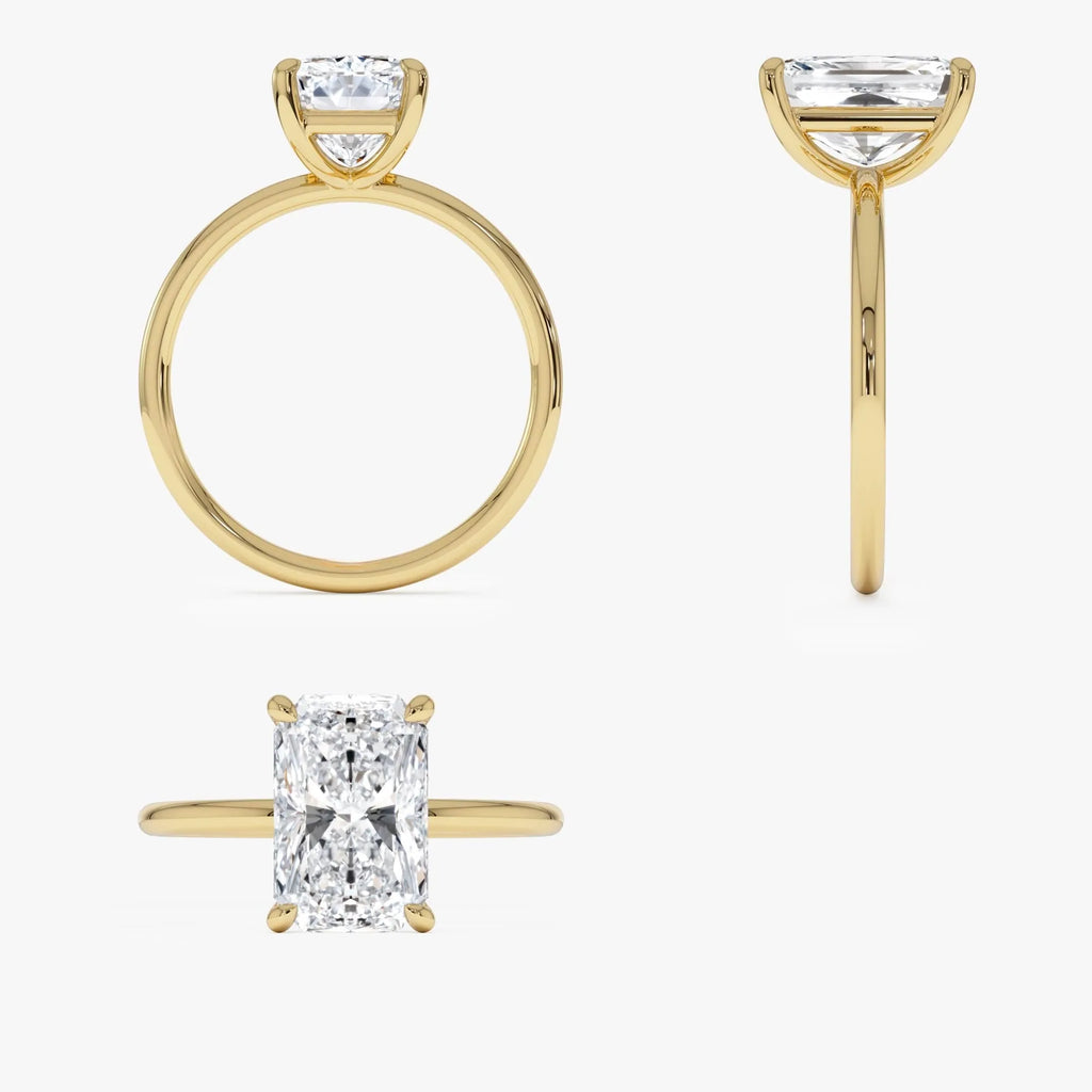 14k Gold Lab Grown Diamond 2.00 Carat Radiant Cut Prong Setting Engagement Ring Corinne