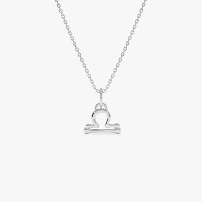 14k Solid Gold Libra Zodiac Charm Pendant Necklace