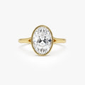 14k Gold 2.00 Carat Lab Grown Diamond Oval Engagement Ring Minimalist Bezel Setting Marcella