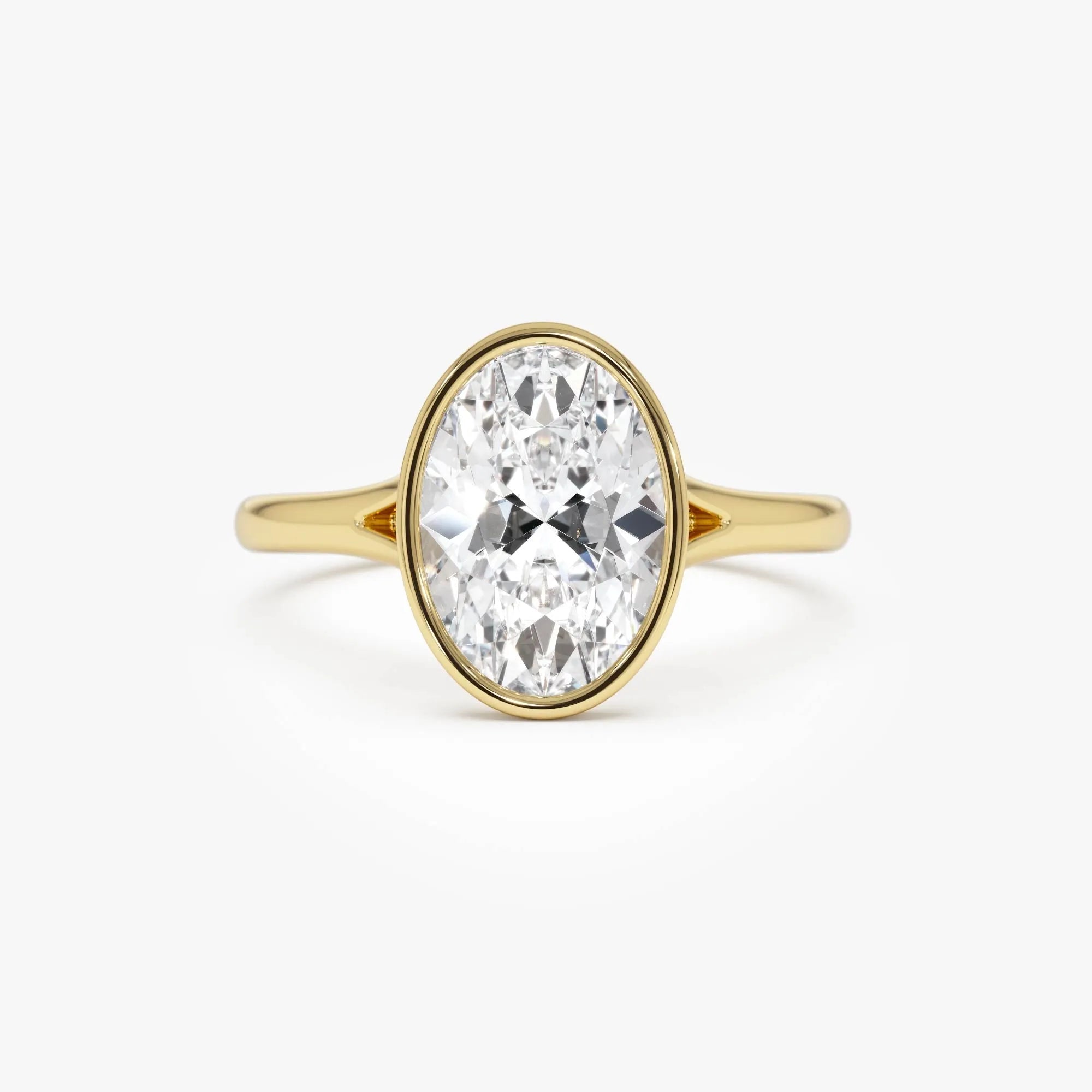 14k Gold 2.00 Carat Lab Grown Diamond Oval Engagement Ring Minimalist Bezel Setting Marcella