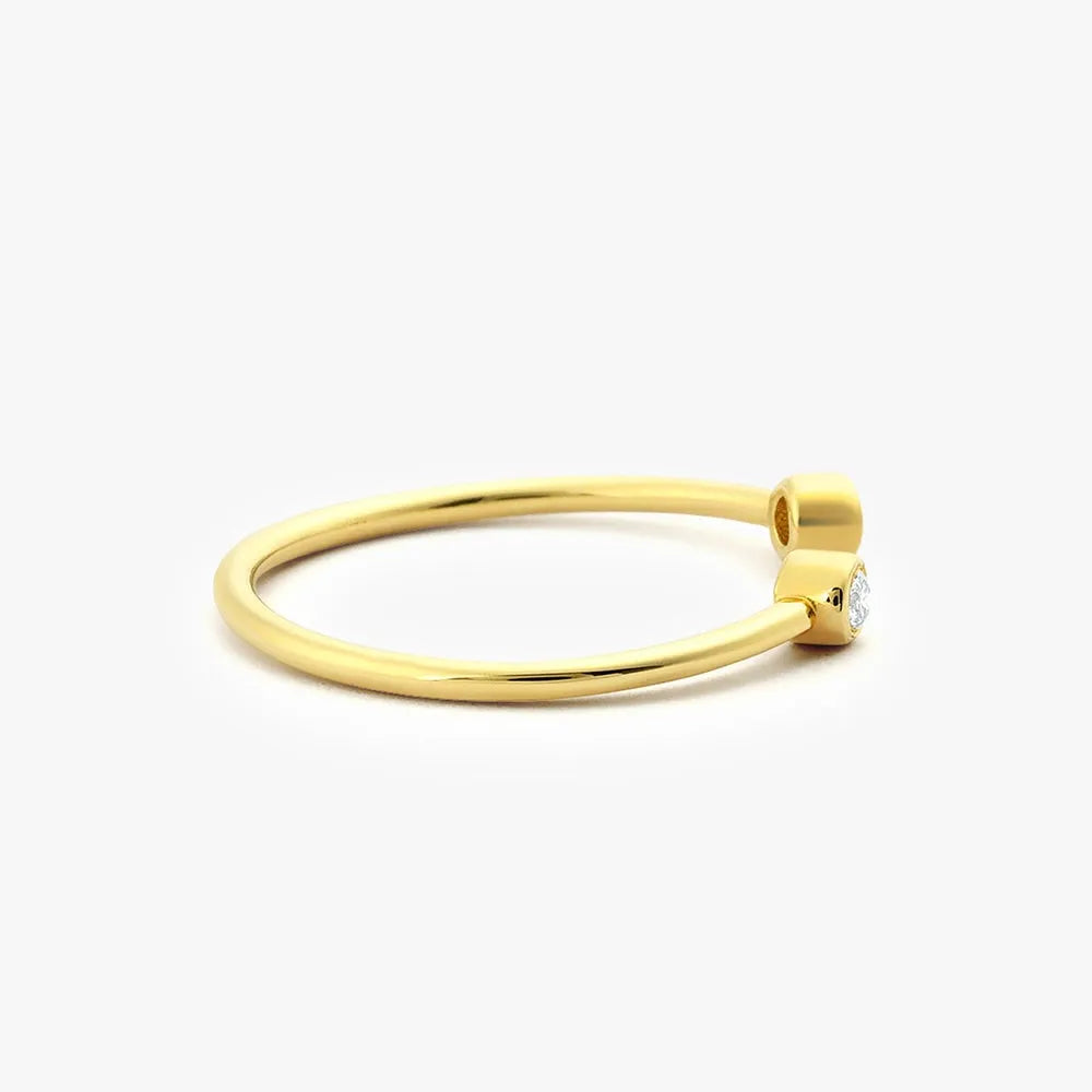 14K Gold Round Diamond 0.06 CTW Double Bezel Set Open Band Ring