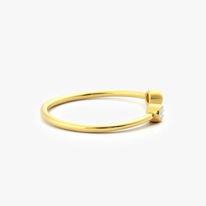 14K Gold Round Diamond 0.06 CTW Double Bezel Set Open Band Ring