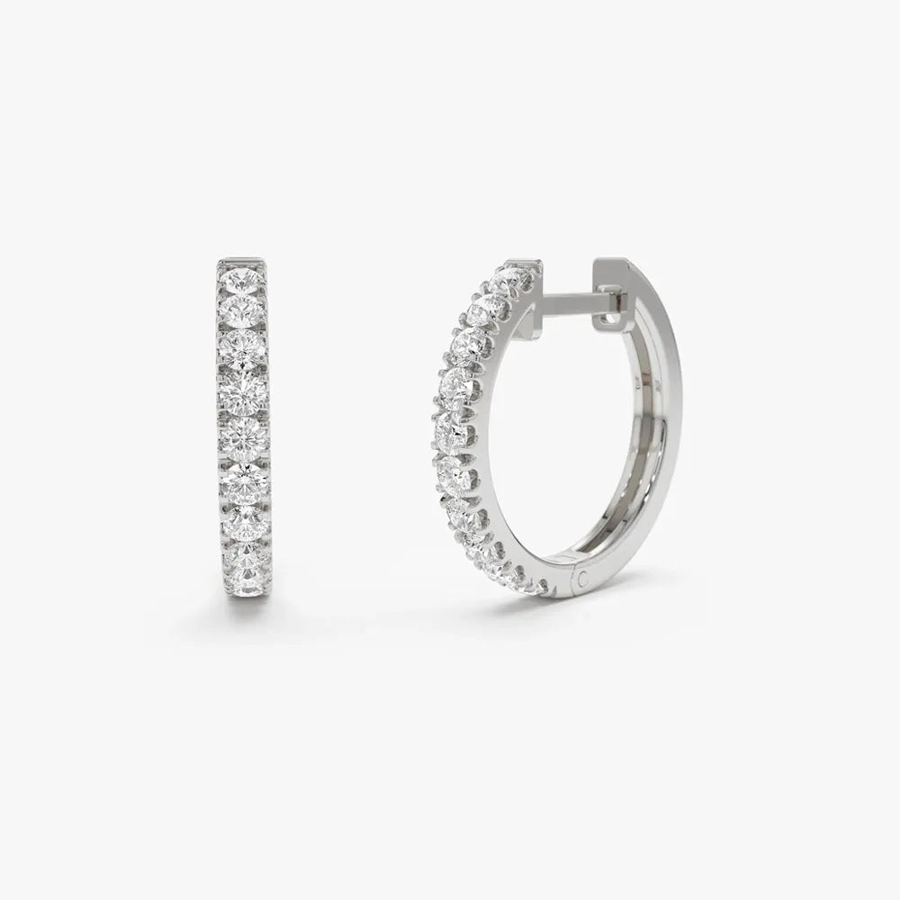 14k Gold Diamond Round Cut Huggie Earrings 0.35 ctw