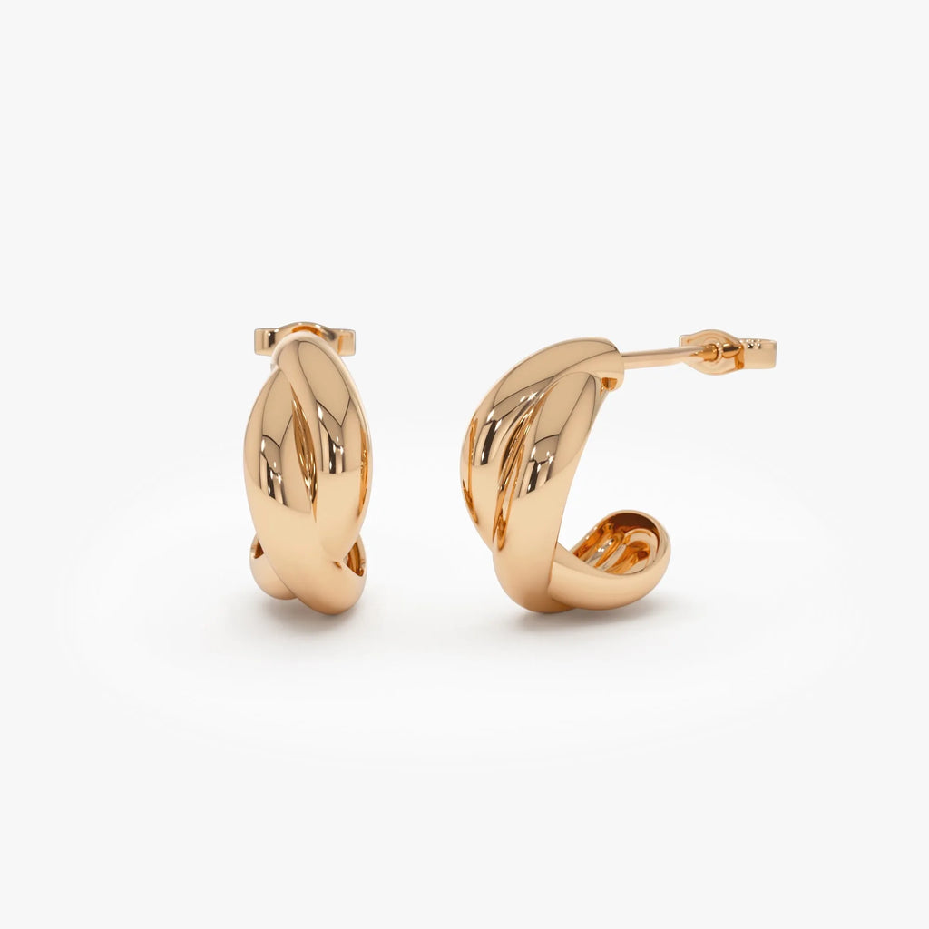 14k Gold Chunky Twisted Hoop Earrings 16mm x 6.8mm