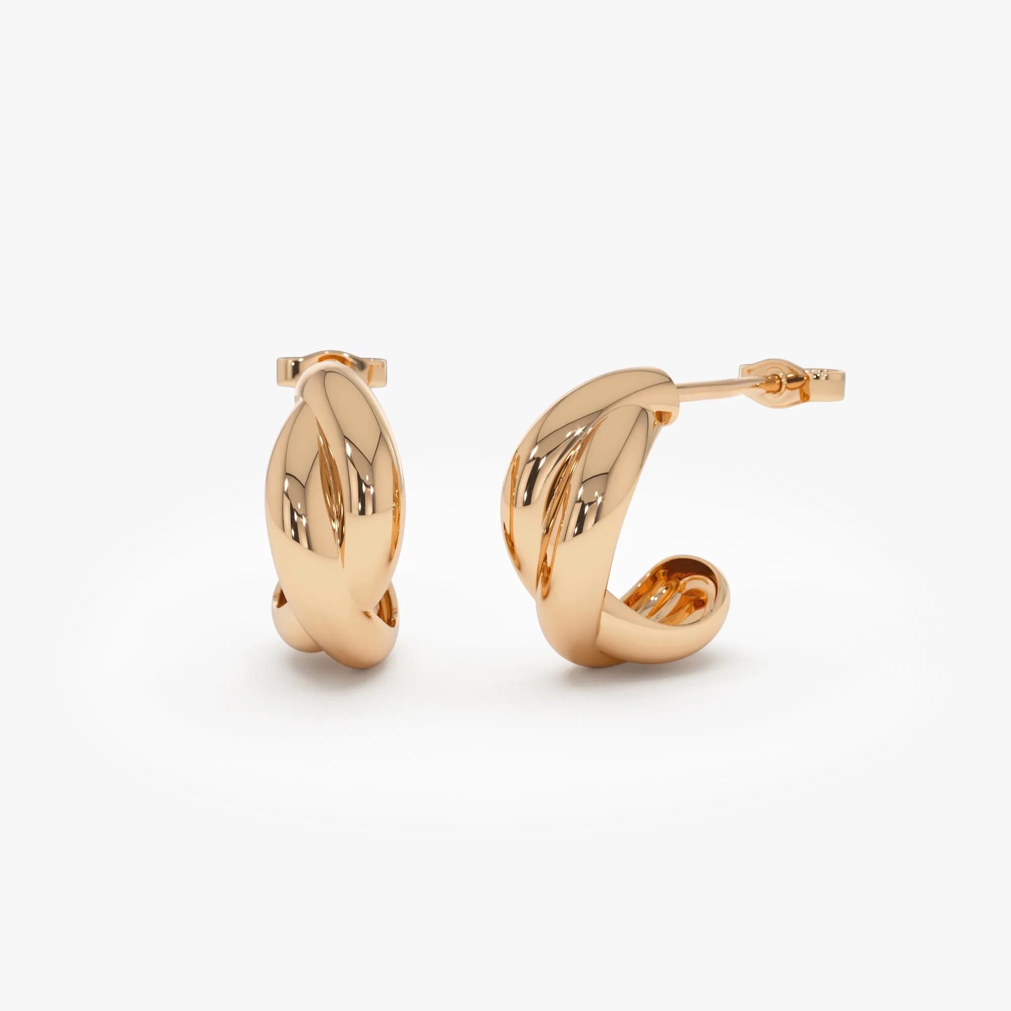14k Gold Chunky Twisted Hoop Earrings 16mm x 6.8mm