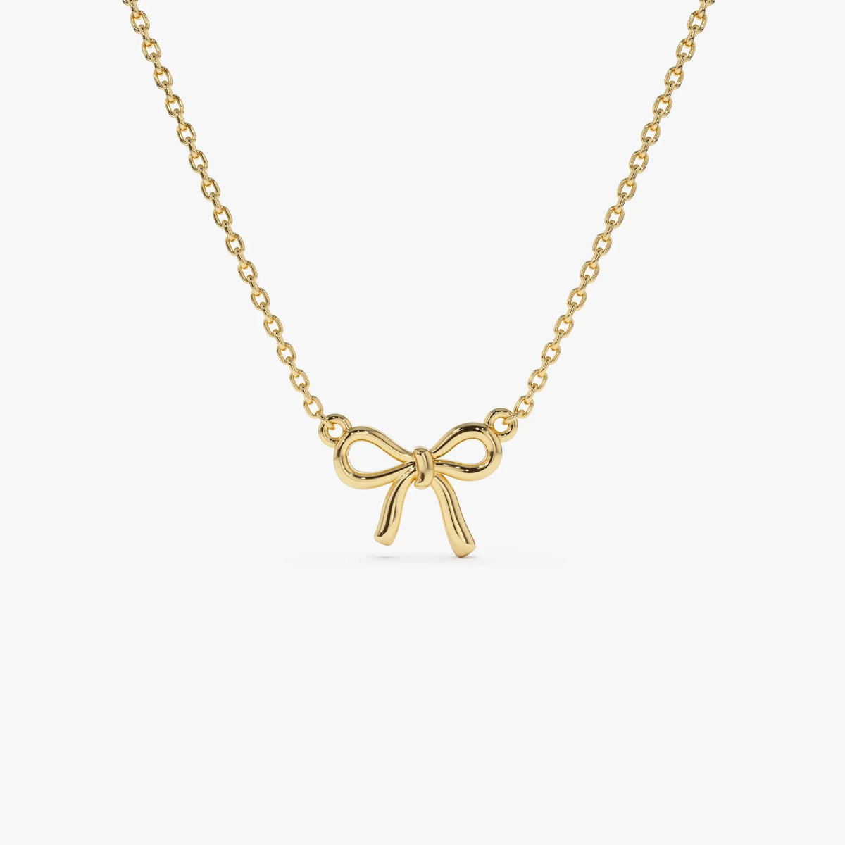 14k Solid Gold Ribbon Pendant Necklace