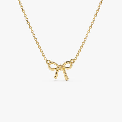 14k Solid Gold Ribbon Pendant Necklace
