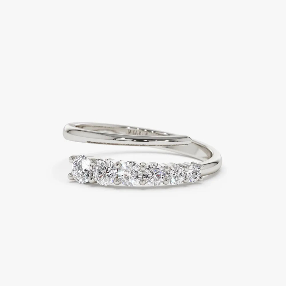 14k Gold 0.45 ctw Round Diamond Crossover Statement Ring
