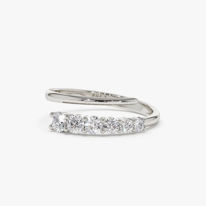 14k Gold 0.45 ctw Round Diamond Crossover Statement Ring