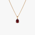 14k Solid Gold Garnet Pear Shaped Solitaire Necklace 0.81 Carat
