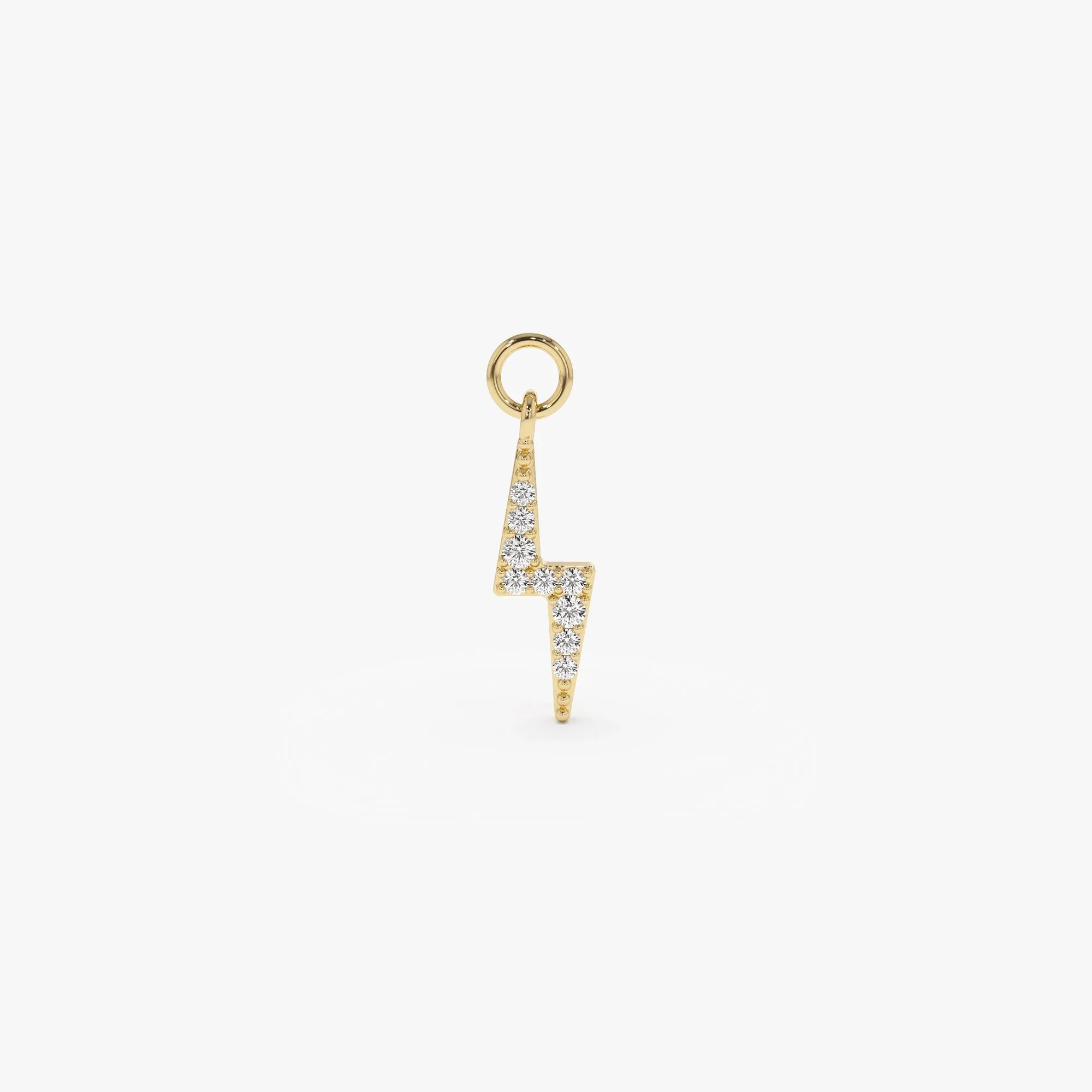 14k Gold Diamond Lightning Hoop Charm for Earrings 0.06 ctw