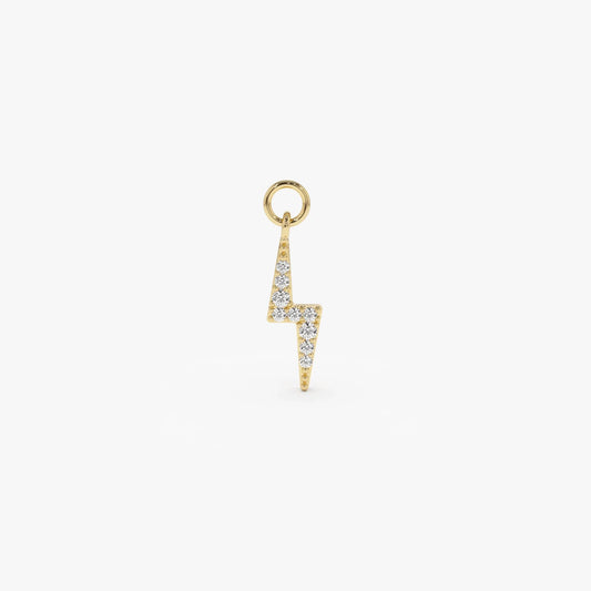 14k Gold Diamond Lightning Hoop Charm for Earrings 0.06 ctw