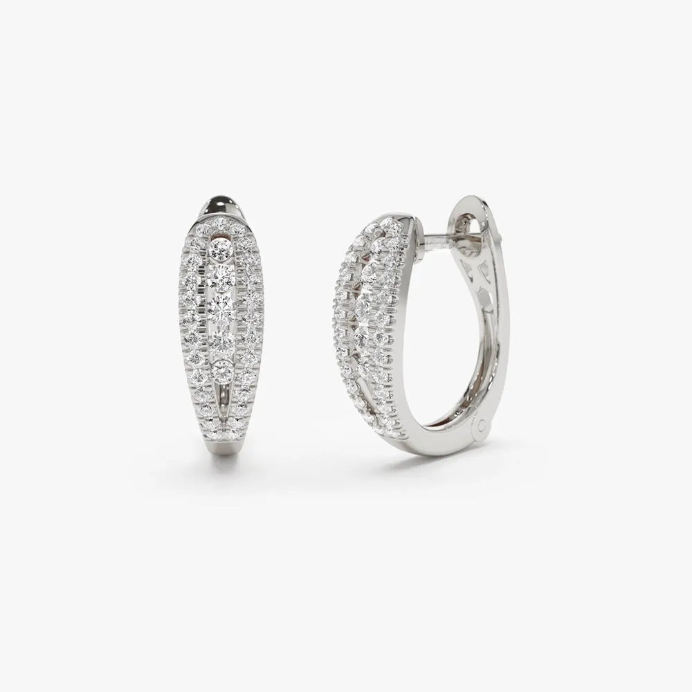 14k Gold Diamond Round Cut Huggie Earrings 0.43 ctw
