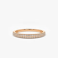 14K Gold Round Diamond Double Row Micro Pave Ring