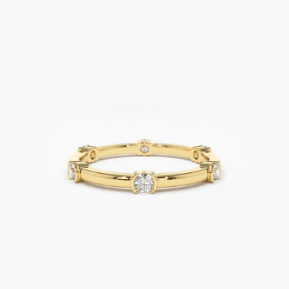 14k Gold Round Diamond 0.34ctw Half Bezel Stackable Eternity Ring