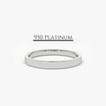 950 Platinum Flat Wedding Band Handmade Minimalist Ring