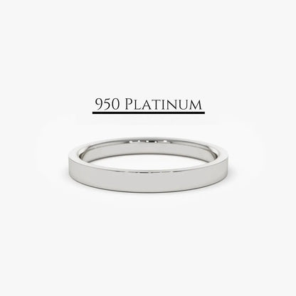 950 Platinum Flat Wedding Band Handmade Minimalist Ring