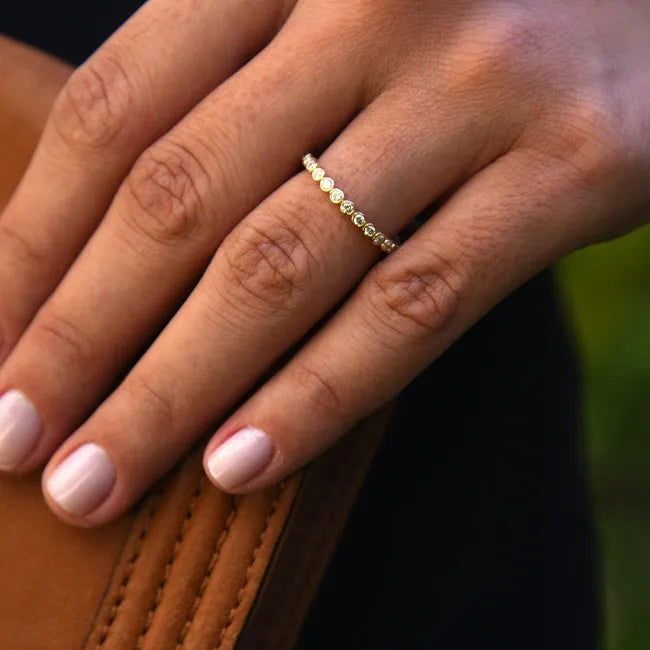 14K Gold Round Brilliant Cut Diamond Bezel Set Eternity Ring