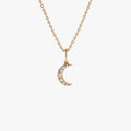 14k Solid Gold Round Diamond 0.15 CTW Crescent Moon Charm