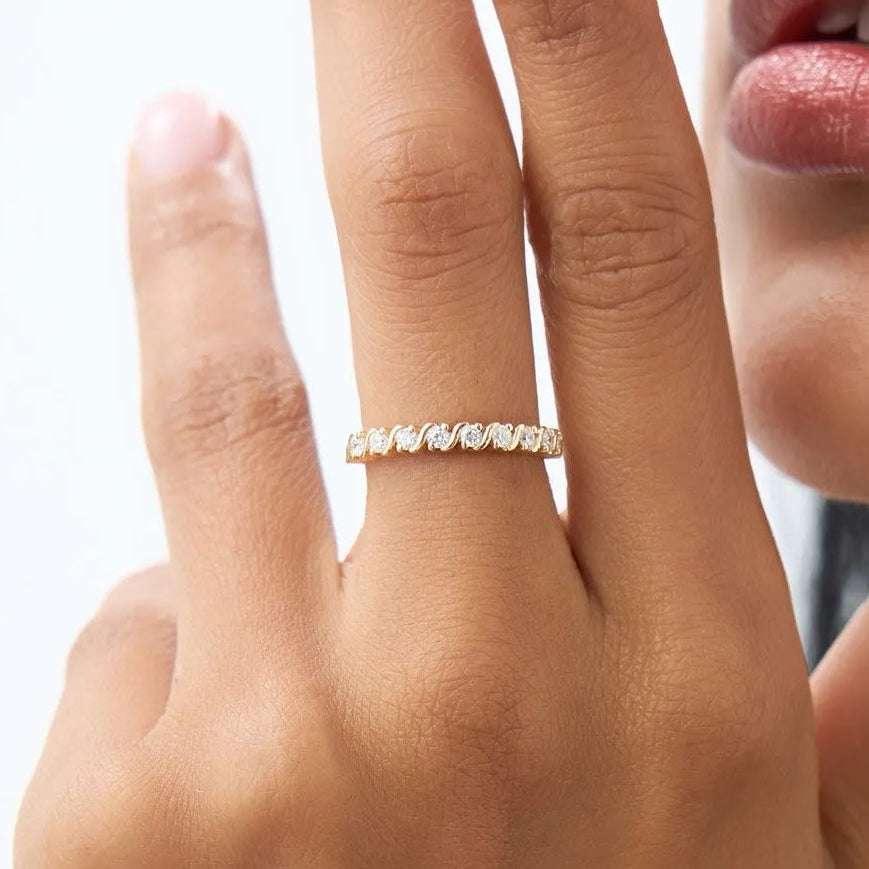 14K Gold Round Diamond Womens Wedding Ring 0.27 ctw Prong Set
