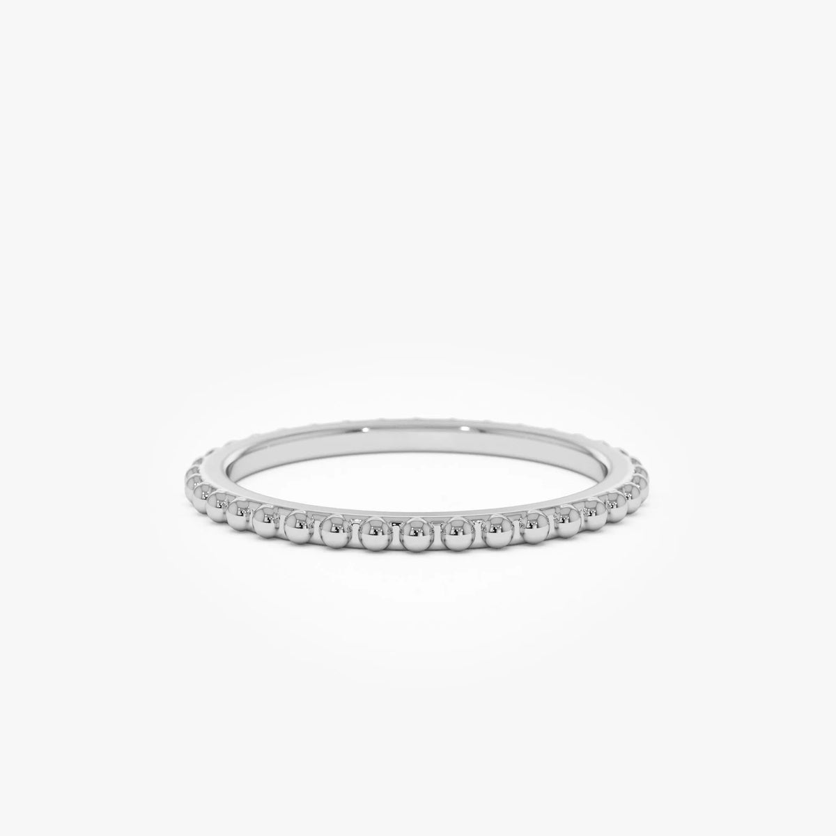 14k Gold Beaded Wedding Band Ring Stackable 1.5mm Solid Gold