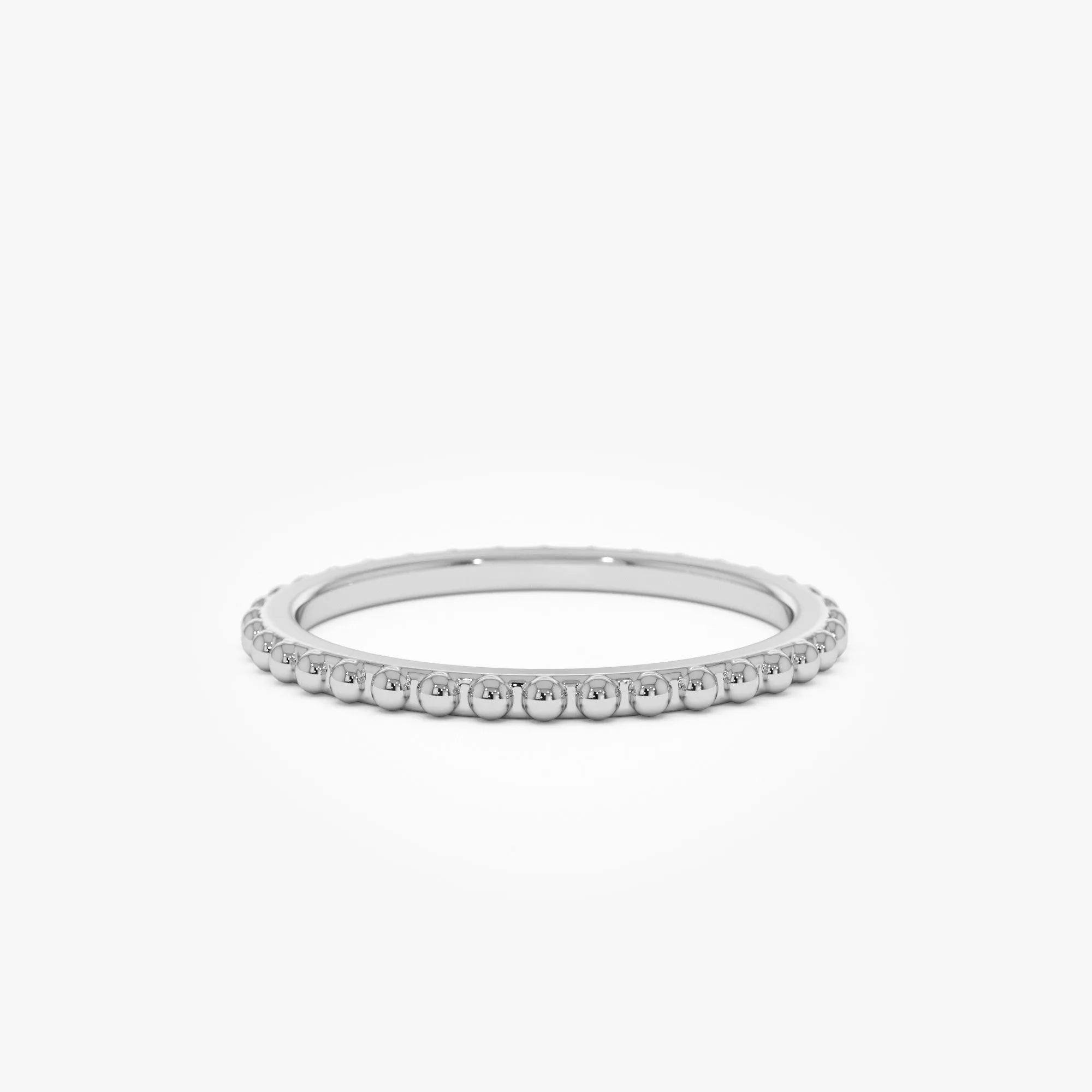 14k Gold Beaded Wedding Band Ring Stackable 1.5mm Solid Gold