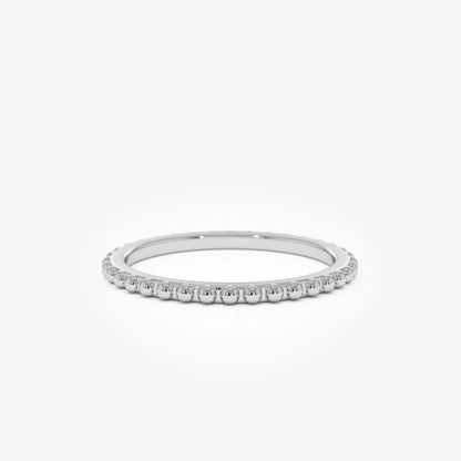 14k Gold Beaded Wedding Band Ring Stackable 1.5mm Solid Gold