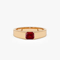 14k Gold Ruby Emerald Cut Octagon Solitaire Ring 0.56 ctw