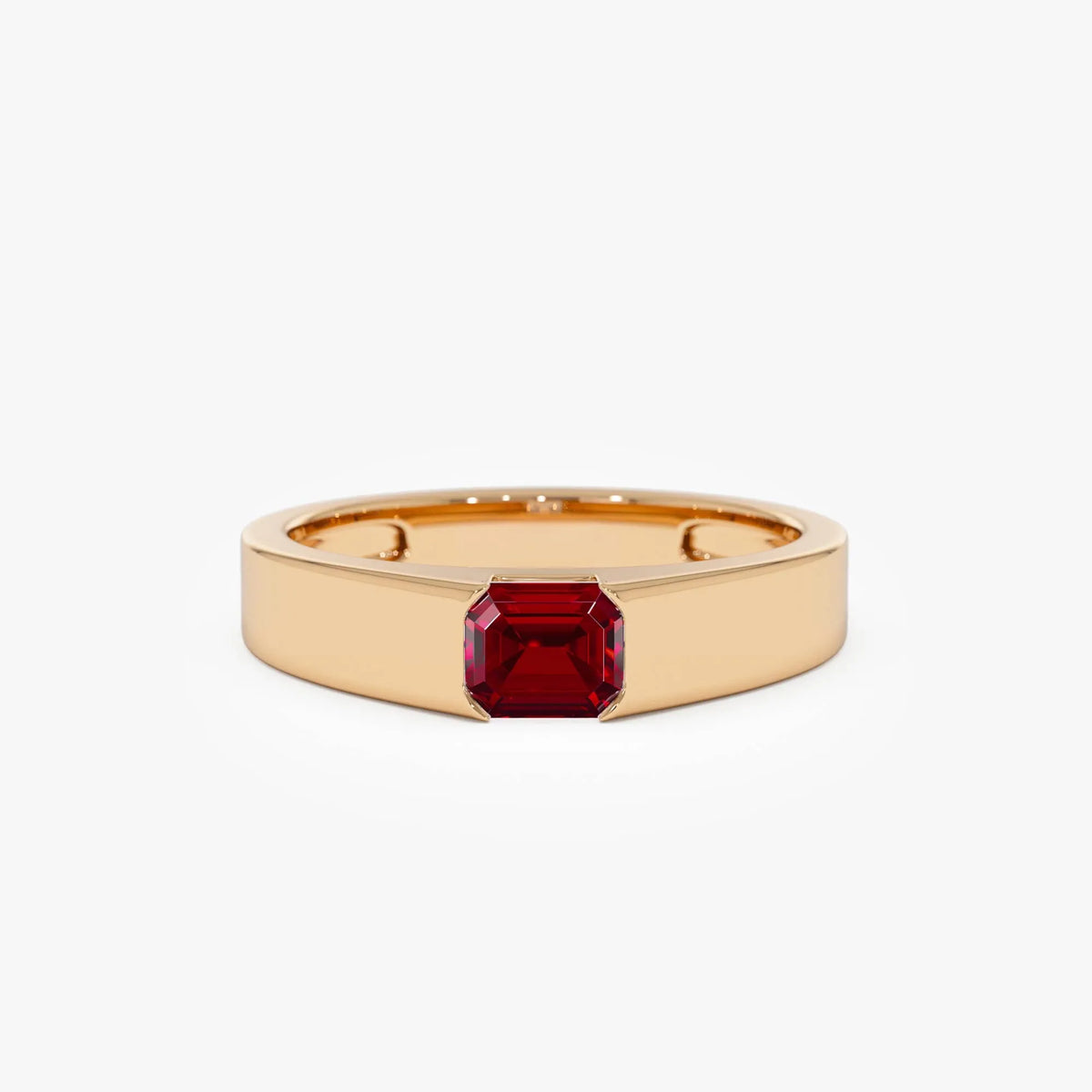 14k Gold Ruby Emerald Cut Octagon Solitaire Ring 0.56 ctw