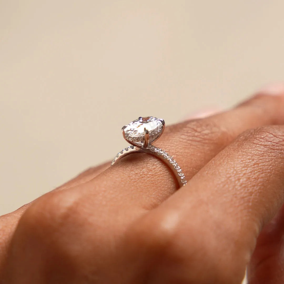 14k Gold Lab Grown Diamond Oval Cut Engagement Ring Hidden Halo Pavé 2.40 ctw IGI Certified Vivara