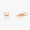 14k Solid Gold Triple Spike Tribal Drop Hoop Earrings 34mm