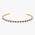 14k Gold Round Diamond and Sapphire 4 Prong Tennis Bracelet