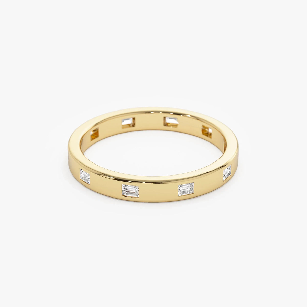 14k Solid Gold 0.27 ctw Baguette Diamond Full Eternity Flush Setting Band