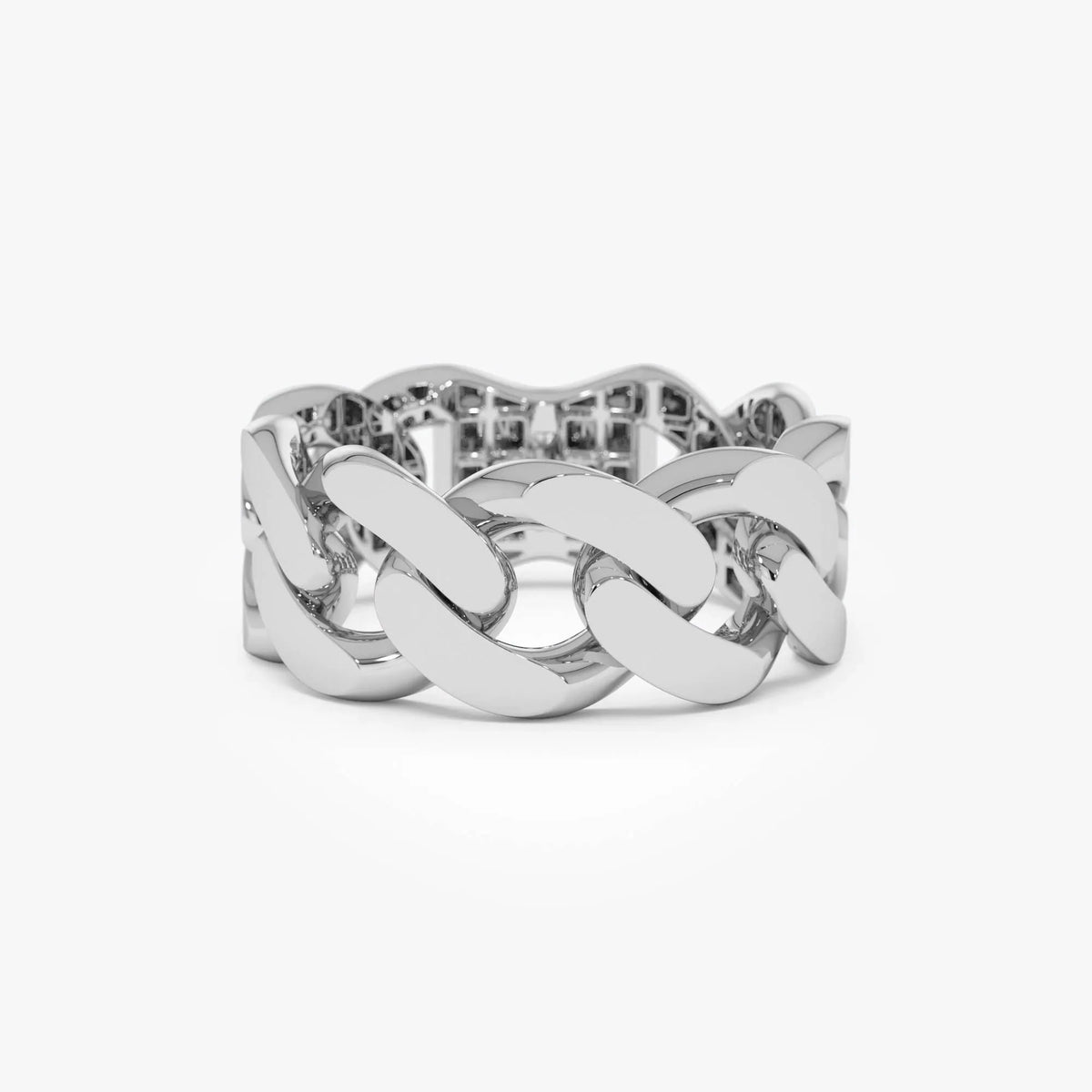 14k Gold Cuban Link Ring 8mm Wide Statement Band