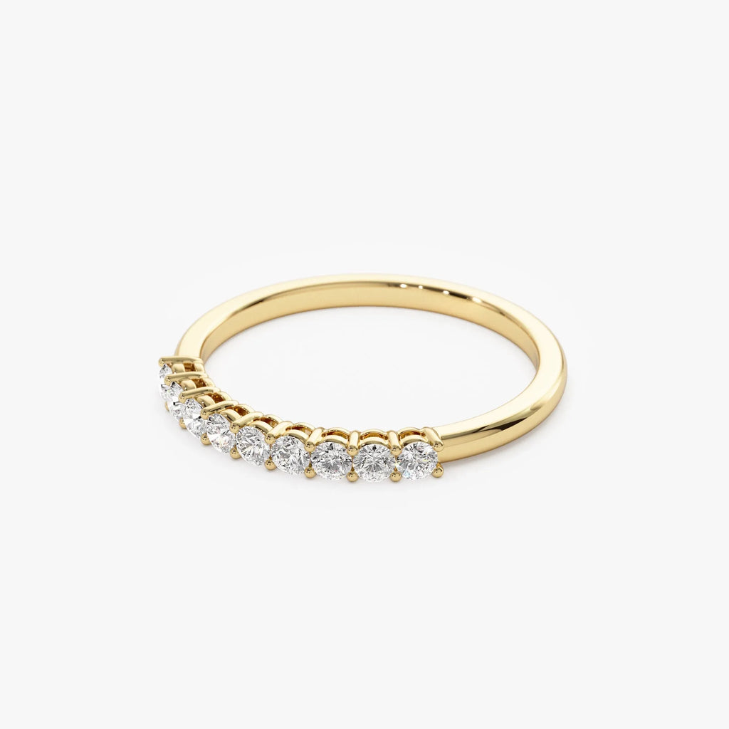 14k Gold 0.30ctw Round Diamond 9 Stone Basket Setting Wedding Ring