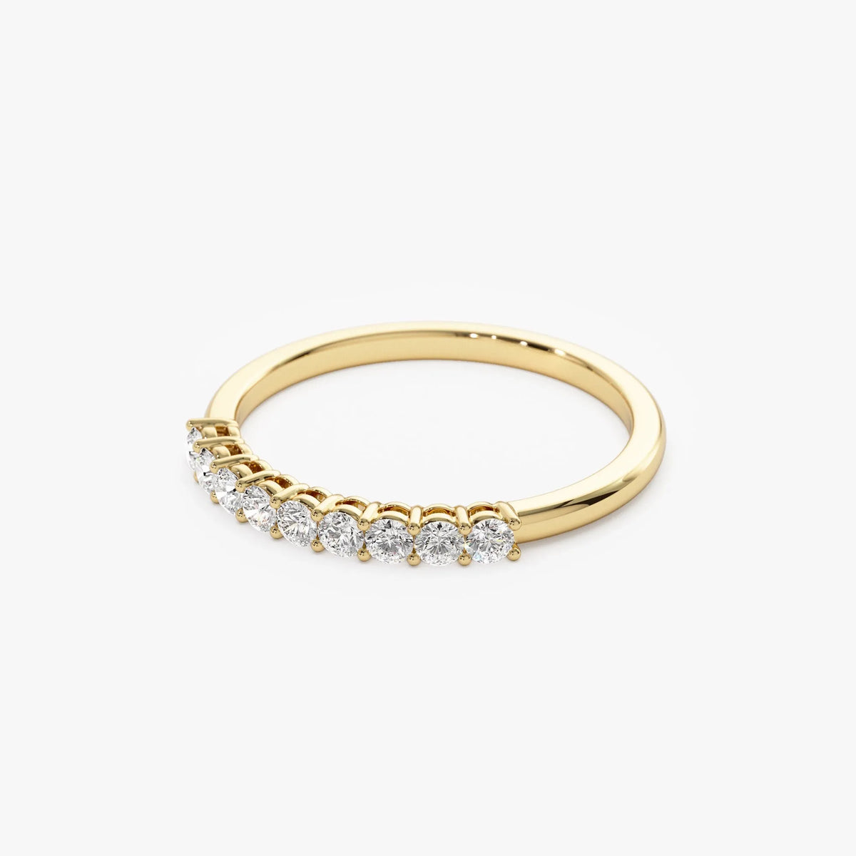 14k Gold 0.30ctw Round Diamond 9 Stone Basket Setting Wedding Ring