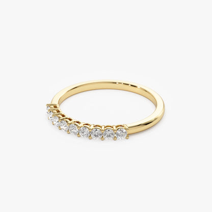 14k Gold 0.30ctw Round Diamond 9 Stone Basket Setting Wedding Ring