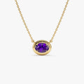14k Solid Gold Amethyst Oval Necklace 0.70 Carat Prong Setting