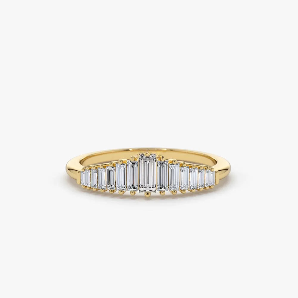 14K Gold Tapered Baguette Diamond Tiara Ring 0.30ctw Prong Setting