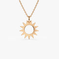 14k Solid Gold Sun Celestial Pendant Necklace